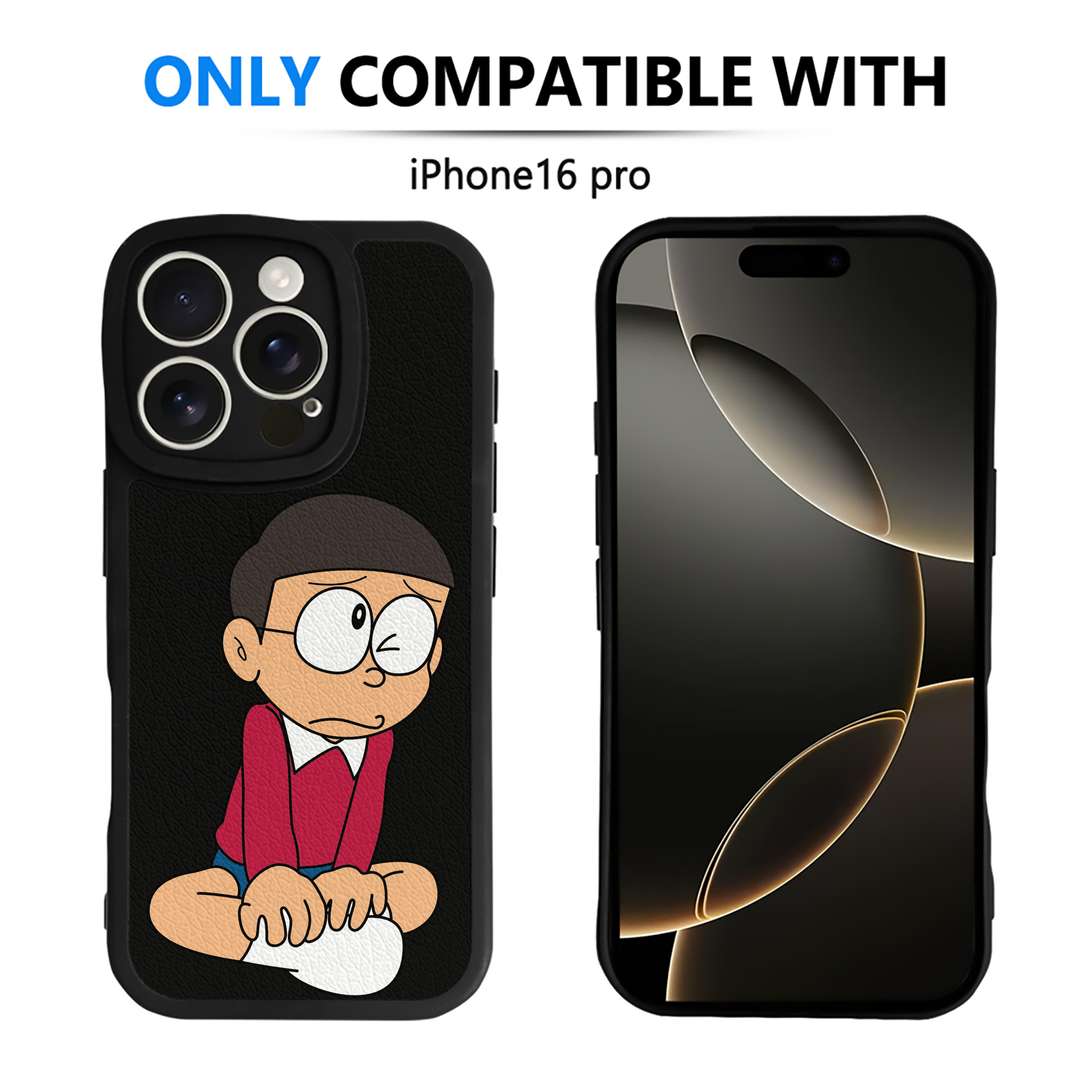 （画像用） ドラえもん 野比 のび太 Doraemon Nobita Nobi 【iPhone 16シリーズ対応】シリコンスマホケース（レザー調） 材質：シリコン